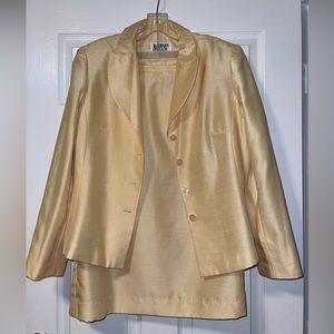 Vintage Morgan Miller Two Piece Jacket/Skirt Set Gold Sz 12